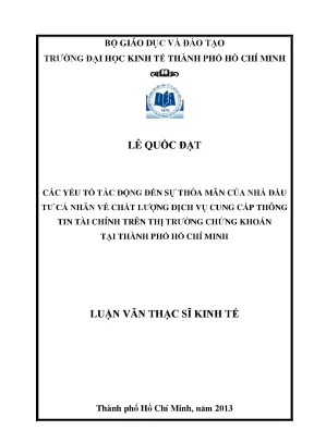 Các yếu tố ảnh hưởng đến sự thỏa mãn của nhà đầu tư cá
