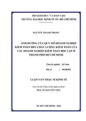 Ảnh hưởng quy mô DNKT đến chất lượng kiểm toán (Luận văn)