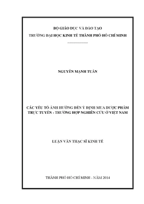 Các yếu tố ảnh hưởng đến ý định mua dược phẩm trực tuyến
