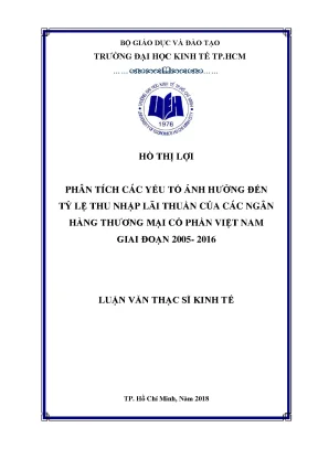 Phân Tích Yếu Tố Ảnh Hưởng Đến Tỷ Lệ Thu Nhập Lãi Thuần