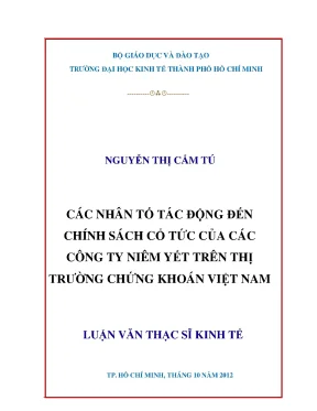 Các nhân tố ảnh hưởng chính sách cổ tức tại Việt Nam