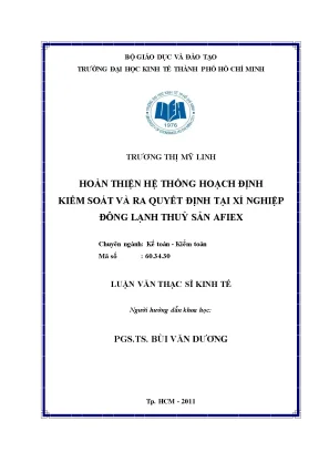 Hoàn thiện hệ thống hoạch định và kiểm soát tại xí
