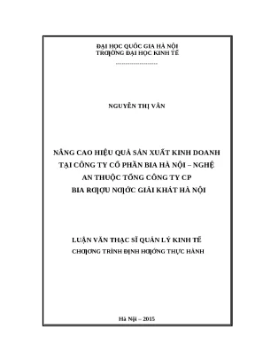 Luận văn thạc sĩ: Hiệu quả SXKD Bia Hà Nội - Nghệ An