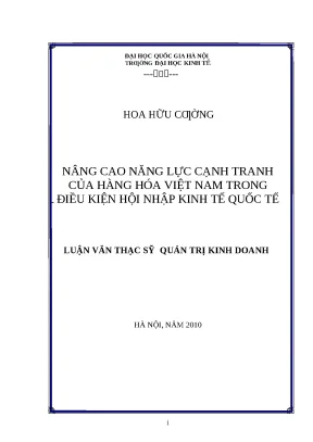 Nâng cao năng lực cạnh tranh hàng hóa Việt Nam trong hội