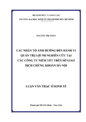 Nghiên cứu các yếu tố ảnh hưởng đến hành vi quản trị lợi