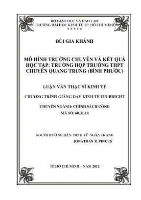 Mô Hình Trường Chuyên và Kết Quả Học Tập Tại Trường THPT