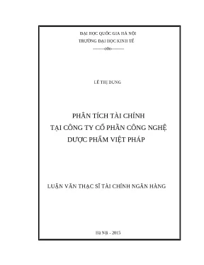 Phân Tích Tài Chính Tại Công Ty Cổ Phần Công Nghệ Dược
