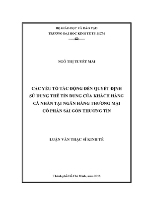Các yếu tố ảnh hưởng đến quyết định sử dụng thẻ tín dụng