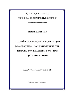 Các yếu tố ảnh hưởng đến lựa chọn ngân hàng thẻ tín dụng