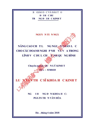 Nâng cao chất lượng nguồn nhân lực cho doanh nghiệp du