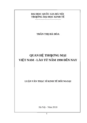 Phân Tích Quan Hệ Thương Mại Việt Nam - Lào Từ 1990 Đến Nay