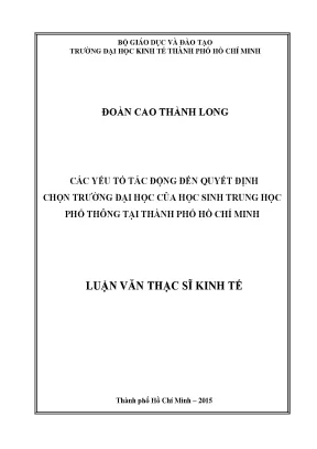 Các yếu tố ảnh hưởng đến quyết định chọn trường đại học