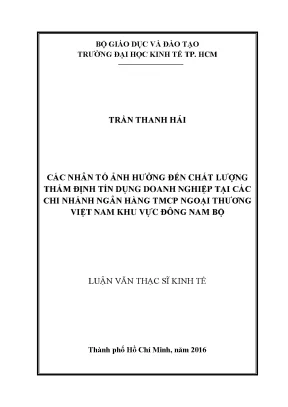 Nhân tố ảnh hưởng chất lượng thẩm định tín dụng Vietcombank