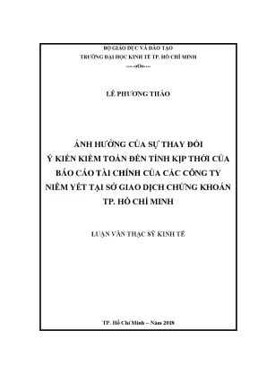 Ảnh hưởng của ý kiến kiểm toán đến tính kịp thời báo cáo