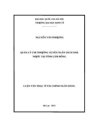 Quản Lý Chi Ngân Sách Nhà Nước Tại Tỉnh Lâm Đồng: Thực