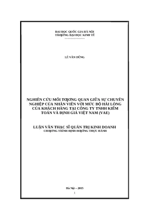 Nghiên cứu mối quan hệ giữa sự chuyên nghiệp của nhân