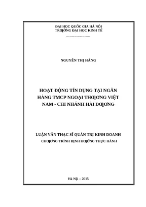 Nâng cao chất lượng tín dụng tại Vietcombank Hải Dương
