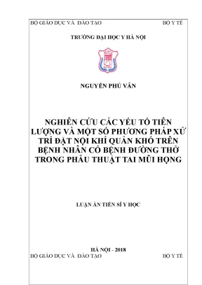 Nghiên cứu các yếu tố tiên lượng và phương pháp xử trí