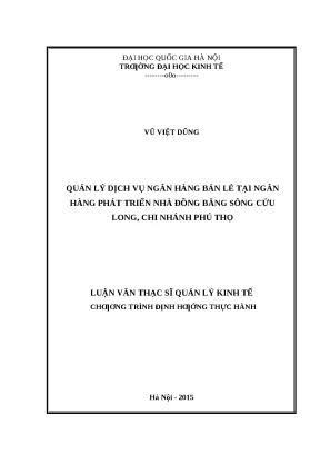 Quản lý dịch vụ ngân hàng bán lẻ tại ngân hàng phát