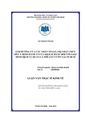 Ảnh hưởng của giá trị nhận thức đến ý định hành vi khách