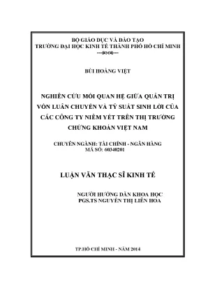 Nghiên cứu mối quan hệ giữa quản trị vốn luân chuyển và
