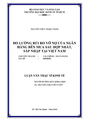 Luận văn Rủi ro vỡ nợ ngân hàng sau M&A tại Việt Nam