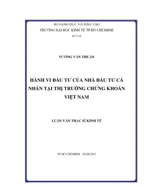 Luận văn: Hành vi đầu tư NĐT cá nhân tại TTCK Việt Nam