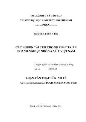 Luận văn: Nguồn tài trợ cho doanh nghiệp nhỏ và vừa VN