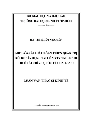 Giải pháp nâng cao quản trị rủi ro tín dụng tại Chailease