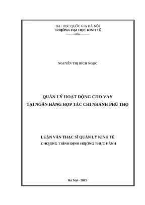 Quản Lý Hoạt Động Cho Vay Tại Ngân Hàng Hợp Tác Chi
