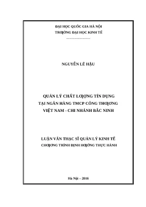Quản lý chất lượng tín dụng tại VietinBank Bắc Ninh:
