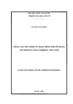 Nâng cao thu nhập phi tín dụng tại ngân hàng Công Thương