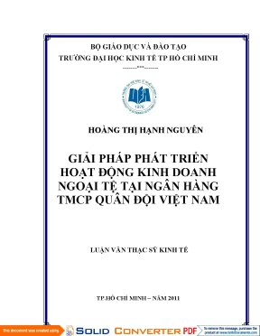 Giải Pháp Phát Triển Kinh Doanh Ngoại Tệ Tại Ngân Hàng