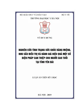 Nghiên cứu sức khỏe răng miệng và nhu cầu điều trị cho