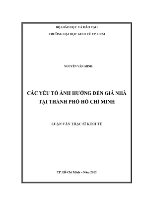 Luận văn thạc sĩ UEH: Yếu tố ảnh hưởng giá nhà TPHCM