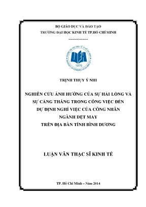 Nghiên cứu ảnh hưởng của sự hài lòng và căng thẳng đến ý
