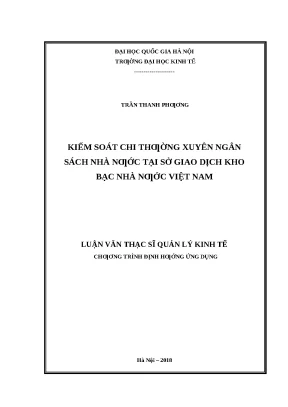 Kiểm Soát Chi Ngân Sách Nhà Nước Tại Kho Bạc Nhà Nước