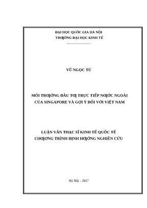Môi Trường Đầu Tư Trực Tiếp Nước Ngoài Từ Singapore: Bài