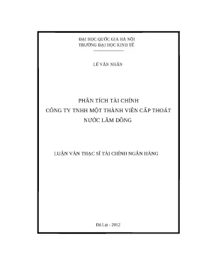 Phân Tích Tài Chính Công Ty TNHH Cấp Thoát Nước Lâm Đồng