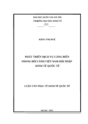 Phát Triển Dịch Vụ Cảng Biển Việt Nam Trong Bối Cảnh Hội