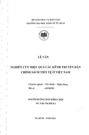 Nghiên cứu hiệu quả các kênh truyền dẫn chính sách tiền