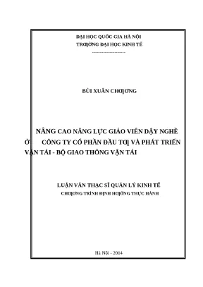 Nâng Cao Năng Lực Giáo Viên Dạy Nghề Tại Công Ty Vận Tải