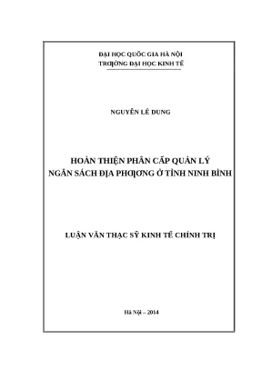 Phân cấp ngân sách Ninh Bình: Thực trạng & Giải pháp