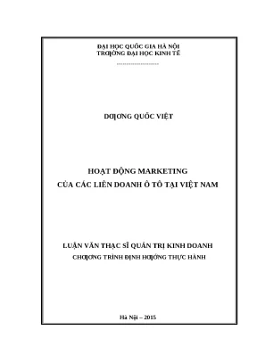 Hoạt động Marketing của Liên doanh Ô tô tại Việt Nam: