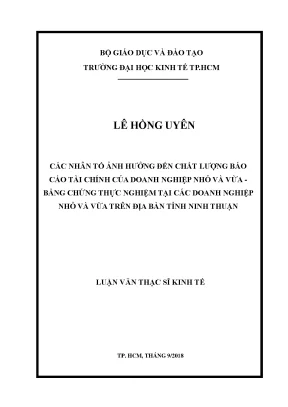 Nhân Tố Ảnh Hưởng Đến Chất Lượng Báo Cáo Tài Chính Doanh