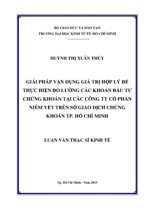 Giải pháp vận dụng giá trị hợp lý trong đo lường đầu tư