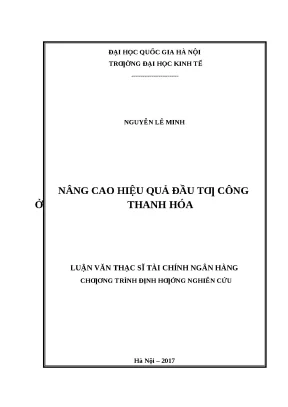 Nâng Cao Hiệu Quả Đầu Tư Công Tại Thanh Hóa