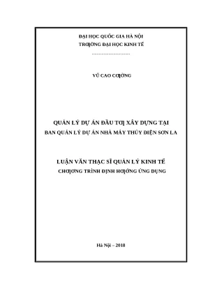 Quản lý dự án đầu tư xây dựng tại nhà máy thủy điện Sơn La