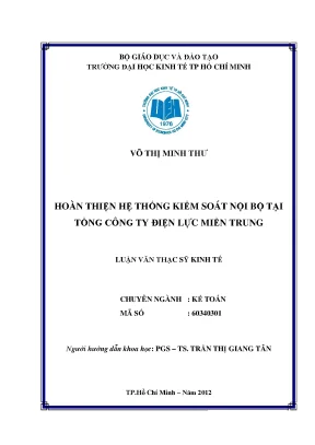 Hoàn thiện KSNB tại Điện lực Miền Trung - Luận văn Thạc sĩ