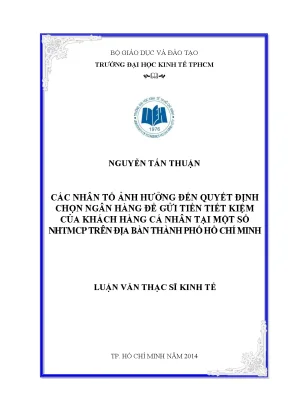 Các yếu tố quyết định chọn ngân hàng gửi tiết kiệm tại